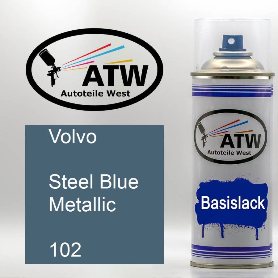 Volvo, Steel Blue Metallic, 102: 400ml Sprühdose, von ATW Autoteile West.